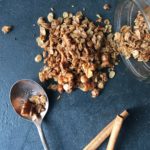 A deeply flavorful and crunchy breakfast granola made from roasted walnut oil, maple syrup and lots of cinnamon. Vegan and Gluten Free.