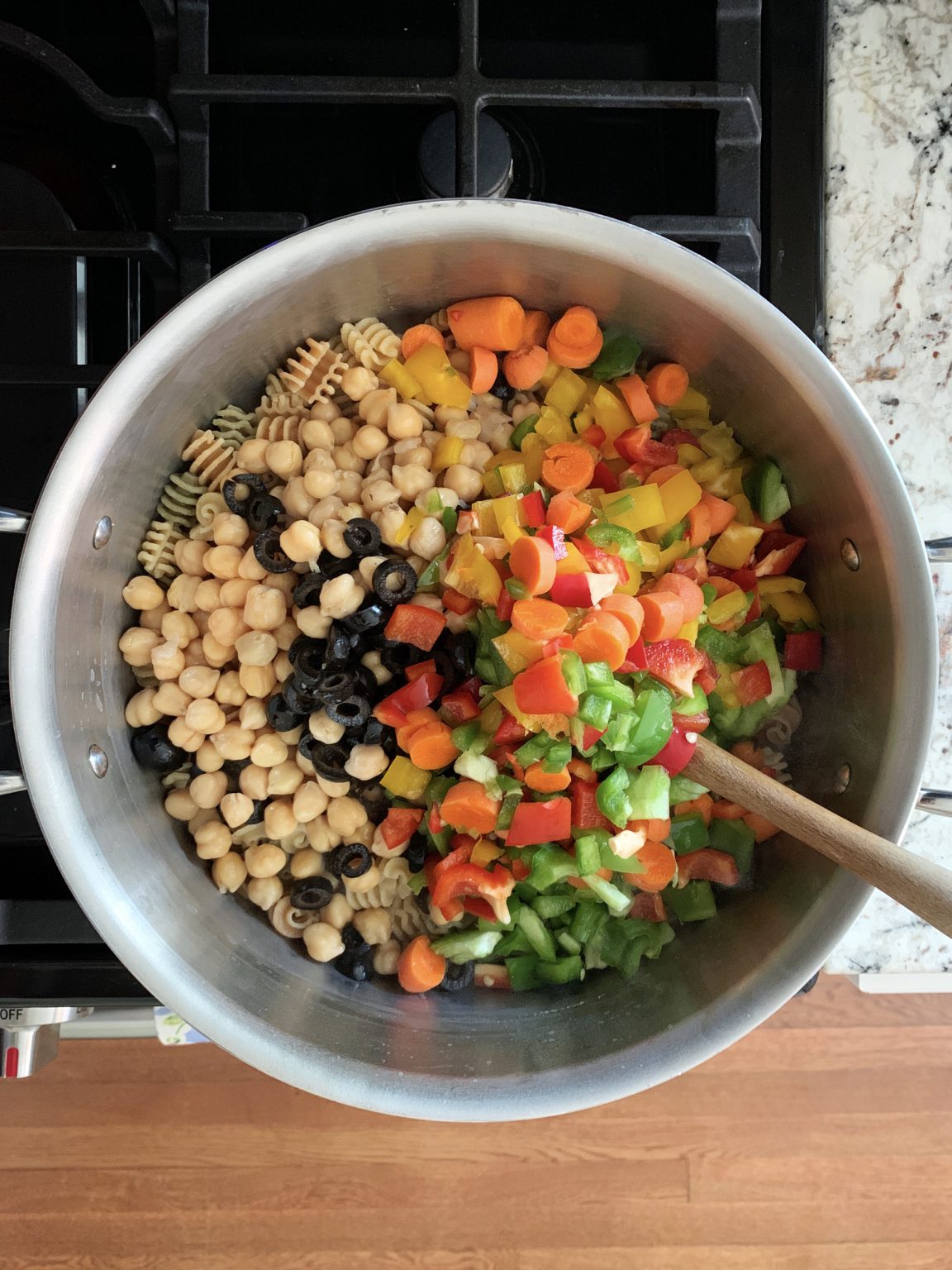 Chickpea, Olive and Bell Pepper Pasta Salad French Pressed Kitchen