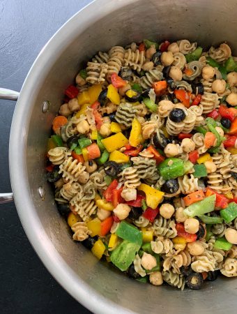 Chickpea Olive and Bell Pepper Pasta Salad