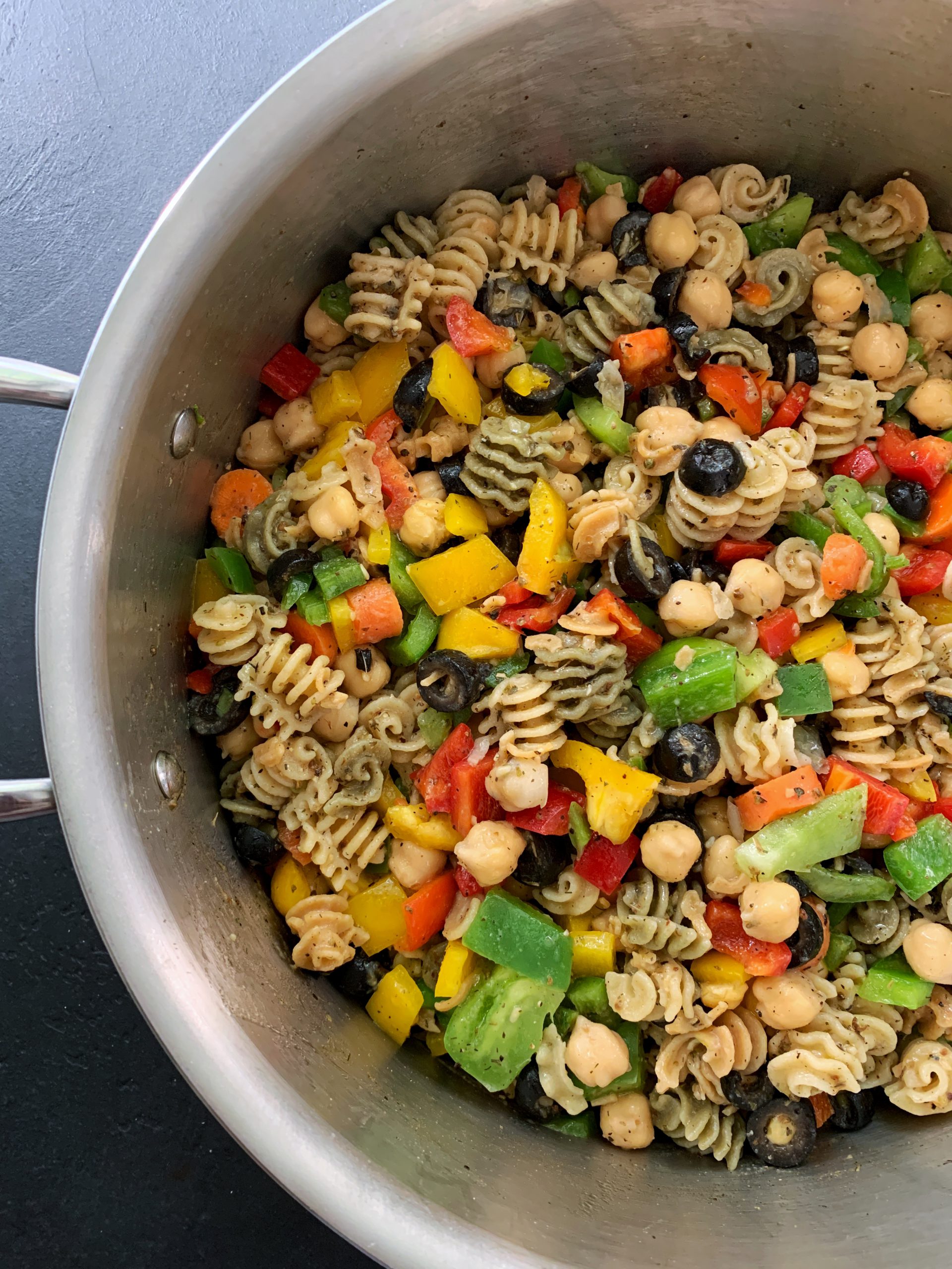 Chickpea, Olive and Bell Pepper Pasta Salad French Pressed Kitchen